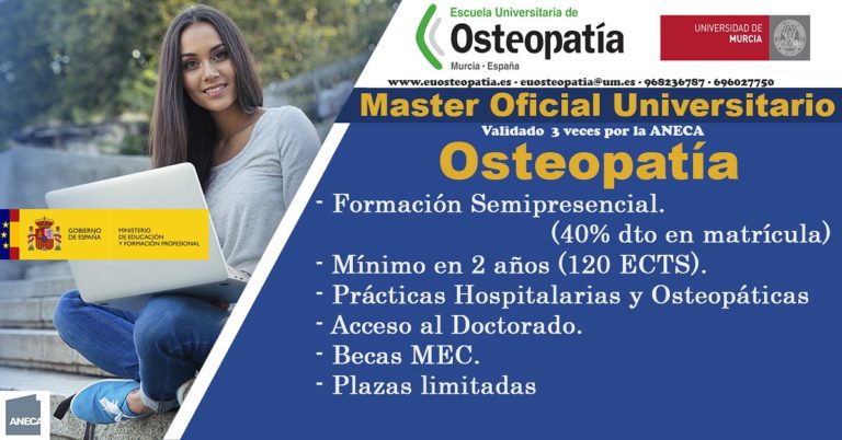 ¡HOY! Ultimo día para inscripciones al Master Universitario de Osteopatía
